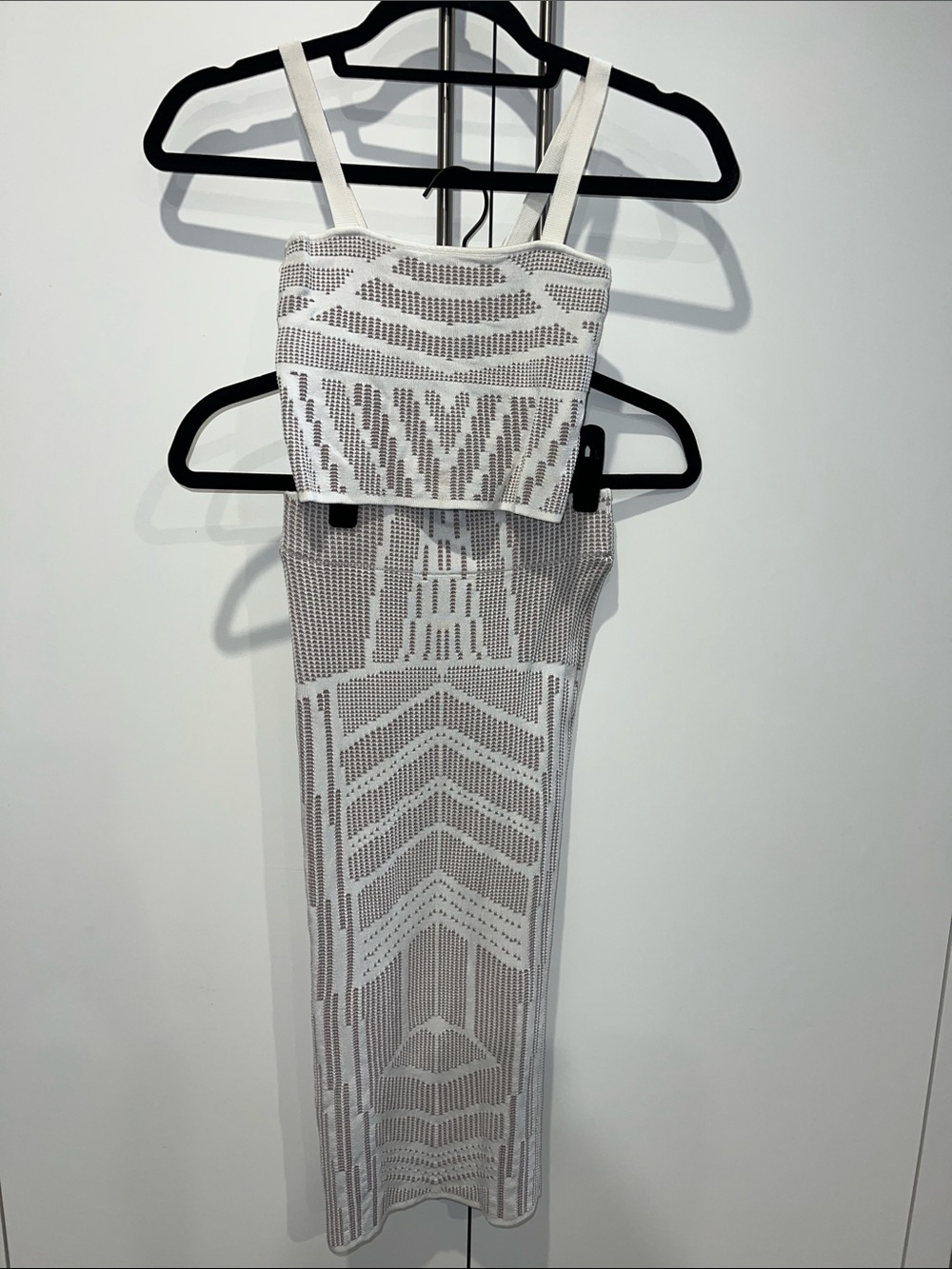 Ronny Kobo Women's White Patterned Knit Two-Piece Dress
